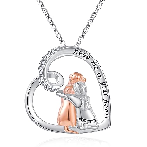 CHENGHONG Hund Kette Halskette 925 Sterling Silber Anhänger Hund Labrador Rose Gold Hund Schmuck Herzen Pfotenabdrücke Geschenk für Frauen Mädchen…… von CHENGHONG