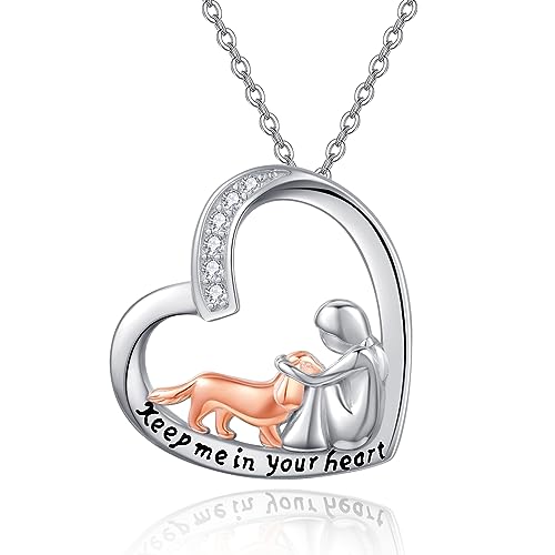 CHENGHONG Hund Kette Halskette 925 Sterling Silber Cocker Spaniel Anhänger Hund Rose Gold Hund Schmuck Herzen Pfotenabdrücke Geschenk für Frauen Mädchen… von CHENGHONG