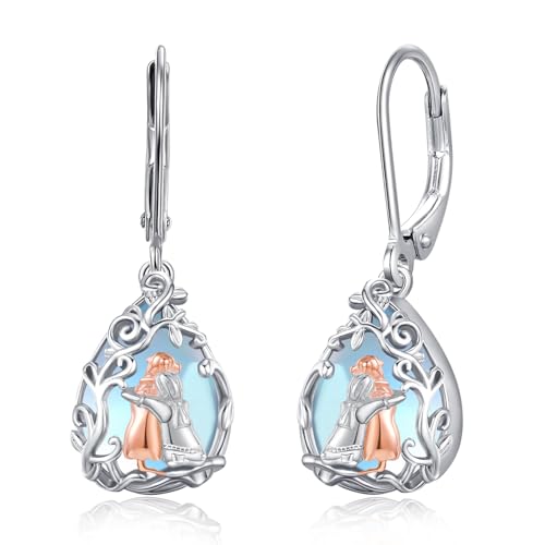 CHENGHONG Hund Ohrringe Silber 925 Mondstein Hängend Labrador Ohrringe Mädchen Creolen Klein Hund Schmuck Labrador Geschenke für Damen Mädchen Hundebesitzer… von CHENGHONG