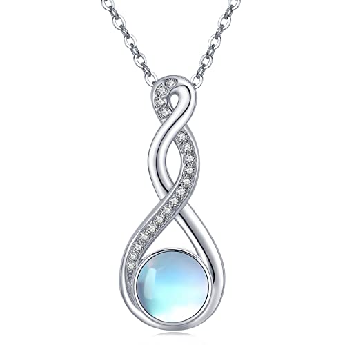 CHENGHONG Mondstein Kette 925 Sterling Silber Keltische Mondstein Anhänger Halskette Mondstein Schmuck Irische Geschenke für Frauen Mädchen von CHENGHONG