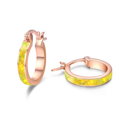 CHENGHONG Opal Ohrringe 925 Sterling Silber Gelb Creolen Roségold Mädchen Schmuck Geschenke für Damen Frauen von CHENGHONG