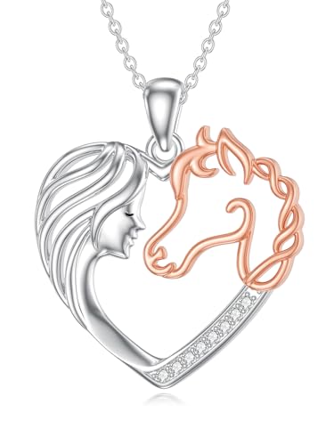 CHENGHONG Pferde Kette Pferde Geschenk Mädchen 925 Silber Pferdekopf Anhänger Pferde Schmuck für Damen Frauen Kinder CHENGHONG Pferde Kette Pferde Geschenk Mädchen 925 Silber Pferdekopf Anhänger Pferde Schmuck für Damen Frauen Kinder von CHENGHONG
