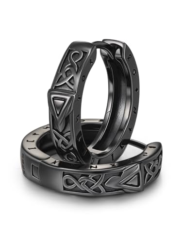 CHENGHONG Schwarz Creolen Männer 925 Silber Wikinger Pfeil Keltische Ohrringe Unisex Wikinger Schmuck Geschenk für Herren Frauen von CHENGHONG