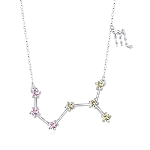 CHENGHONG Sternzeichen Kette Skorpion Kette 925 Sterling Silber Sternzeichen Skorpion Anhänger Halskette mit Geburtsstein Schmuck Geburtstag Geschenke für Frauen Mädchen von CHENGHONG