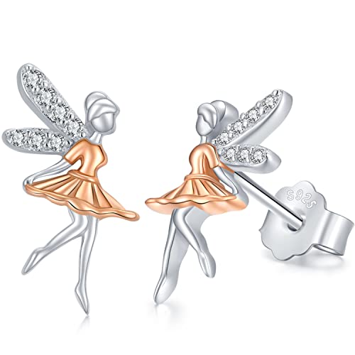 Elfen Ohrringe Silber 925 Mädchen Elfen Ohrstecker Rose Gold Stecker Elfe Schmuck Geschenk für Damen Kinder von CHENGHONG