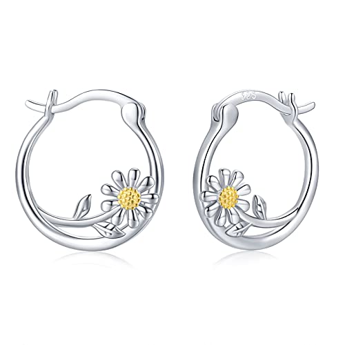 Gänseblümchen Ohrringe 925 Silber Blumen Creolen Mädchen Gänseblümchen Geschenke für Damen Kleine Huggie Creolen Blumen Schmuck für Kinder von CHENGHONG