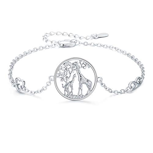 Giraffe Armband für Frauen 925 Sterling Silber Infinity Love Herz Symbol Charm Verstellbare Kette Armband Familie Giraffe Damen Geschenk für Mama Tochter von CHENGHONG