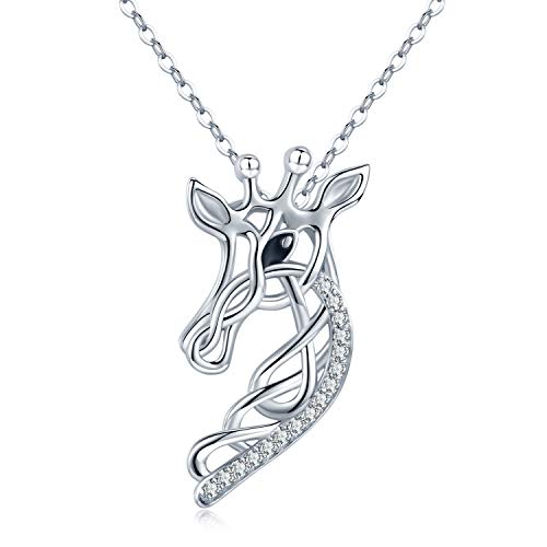 Giraffe Geschenke,Sterling Silber Giraffe Halskette für Damen Frauen,Silhouette keltischen Knoten Giraffe Anhänger für Mutter,Tochter von CHENGHONG