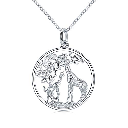 Giraffe Kette Damen 925 Sterling Silber Tier Anhänger Giraffe Familie Mutter Tochter Schmuck Giraffe Geschenke für Kinder Mädchen Frauen von CHENGHONG