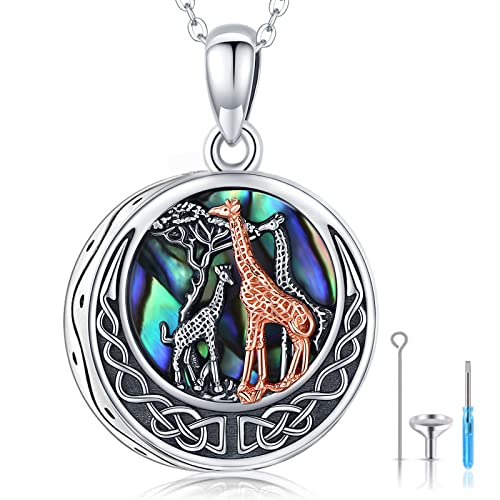 Giraffe Urnen Anhänger 925 Sterling Silber Urne Halsketten für Frauen Mädchen Urnen Kette für Asche Stammbaum des Lebens Schmuck Giraffe Geschenke für Mama Papa Tochter von CHENGHONG