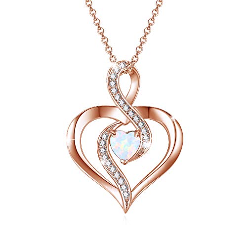 Rosegold Damen Kette Silber 925 Ketten Herz Geschenke für Frauen Unendlichkeitszeichen Anhänger Infinity Halskette Schmuck für Mutter Tochter von CHENGHONG