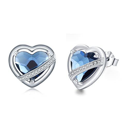 Herz Ohrstecker 925 Sterling Silber Herz Kristall Ohrringe Schmuck Geschenk für Damen Frauen Mädchen… von CHENGHONG