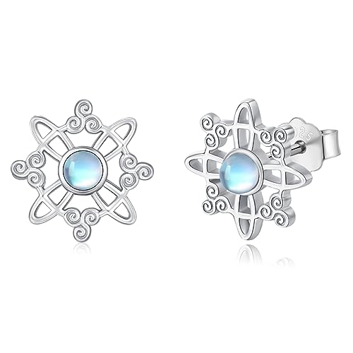 Hexe Ohrringe 925 Sterling Silber Mondstein Pagan Keltischer Ohrstecker für Mädchen Schmuck Mondstein Hexe Geschenke für Frauen Mutter... von CHENGHONG