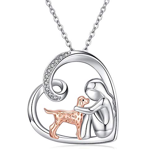 Hund Kette 925 Sterling Silber Kette mit Anhänger Hund Rose Gold Hund Schmuck Pfotenabdrücke Geschenk für Mädchen… von CHENGHONG