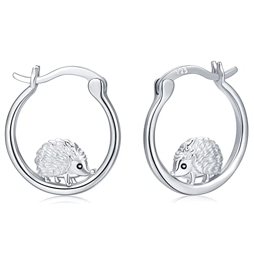 Igel Ohrringe 925 Sterling Silber Igel Creolen Tier Ohrstecker Igel Schmuck Geschenke für Mädchen Damen Frauen von CHENGHONG