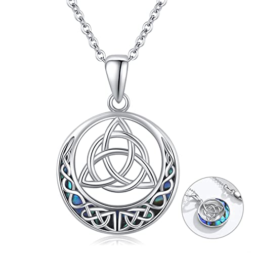 Keltischer Knoten Halskette 925 Sterling Silber Irish Trinity Keltischer Knoten Anhänger Abalone Muschel Keltischer Knoten Anhänger Schmuck für Frauen Mutter Tochter Freundin von CHENGHONG