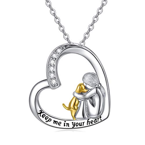 Kette Damen Hund 925 Silber Geschenke für Frauen Hund Anhänger Halskette Hundepfote Schmuck für Hundeliebhaber Mädchen von CHENGHONG