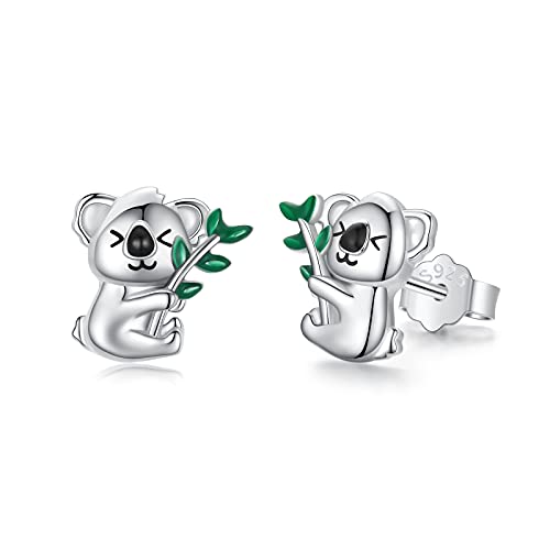 Koala Ohrstecker Silber 925 Koala Ohrringe Mädchen Tiere Stecker Hypoallergene Koala Schmuck für Kinder Damen von CHENGHONG