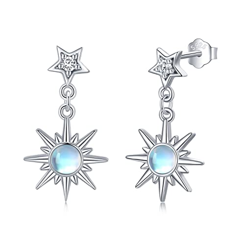 Mondstein Ohrringe Kinder 925 Sterling Silber Schneeflocke Kinder Creolen Ohrringe Stern Ohrringe Winter Schmuck Geschenke für Frauen Mädchen Weihnachten von CHENGHONG