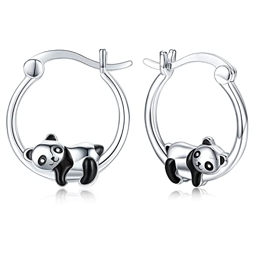 Panda Ohrringe Kinder Creolen Silber 925 Mädchen Creolen Hypoallergen Ohrringe Kinder Panda Geschenke für Damen Mädchen Tochter Panda Liebhaber von CHENGHONG