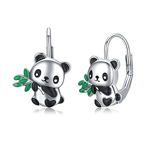 Panda Ohrringe Silber 925 Mädchen Panda Geschenke Pandabär Creolen Hypoallergene Tiere Panda Schmuck für Kinder Damen Frauen Tochter von CHENGHONG