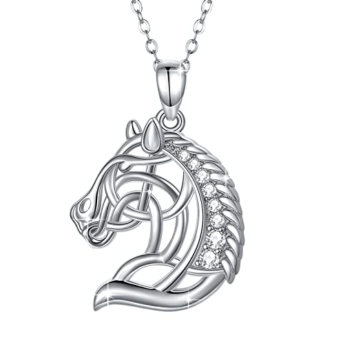 Kette Pferd, Pferde Mädchen Geschenk 925 Silber Pferd Kette Mädchen Pferdekopf Anhänger Pferde Pferde Schmuck für Damen Freund Mädchen Kinder von CHENGHONG