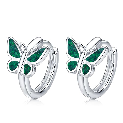 Schmetterling Ohrringe 925 Sterling Silber Malachite Creolen Ohrringe Mädchen Schmetterling Schmuck Geschenke für Damen Kinder Mama… von CHENGHONG