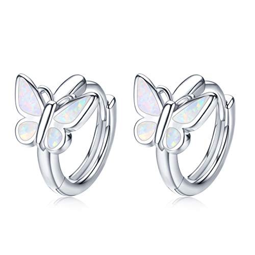 Schmetterling Ohrringe 925 Sterling Silber Opal Creolen Mädchen Schmetterling Schmuck Geschenke für Damen Kinder Mama von CHENGHONG