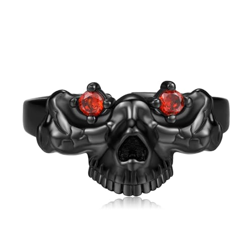 Schwarze Totenkopf Ring 925 Sterling Silber Verstellbare Totenkopf Ring Herren Gothic Schmuck Totenkopf Geschenke für Männer Damen von CHENGHONG