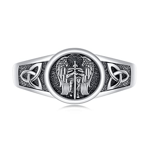 St Michael Erzengel Ring 925 Sterling Silber Verstellbare St. Michael der Erzengel Ringe Schmuck Rune Amulett Schmuck Geburtstag Geschenke für Männer… von CHENGHONG