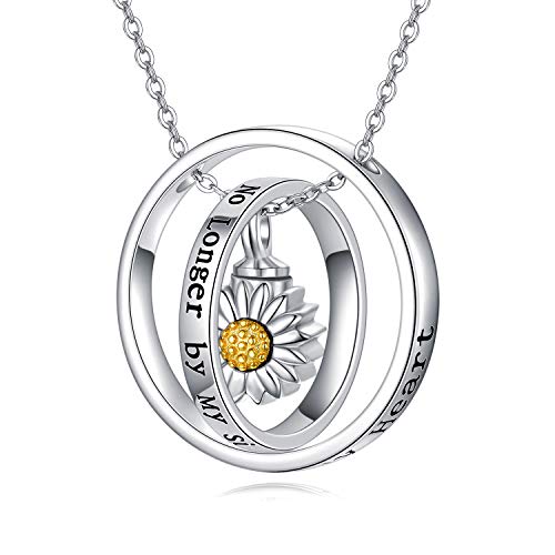 Urne Halskette für Asche 925 Sterling Silber Sonnenblume Asche kette Memorial Cremation Anhänger Schmuck für Frauen Für Immer von CHENGHONG