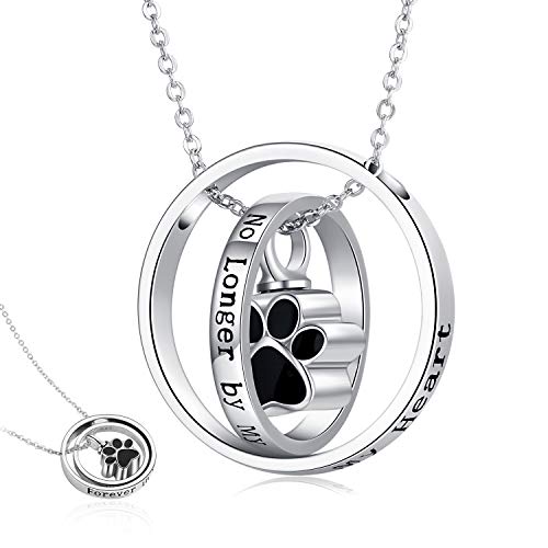 Urnen Anhänger für Asche 925 Sterling Silber Hundepfotenabdruck Halskette Anhänger Hundeverlust Halskette Hunde Denkmal Geschenke für Hundeliebhaber von CHENGHONG