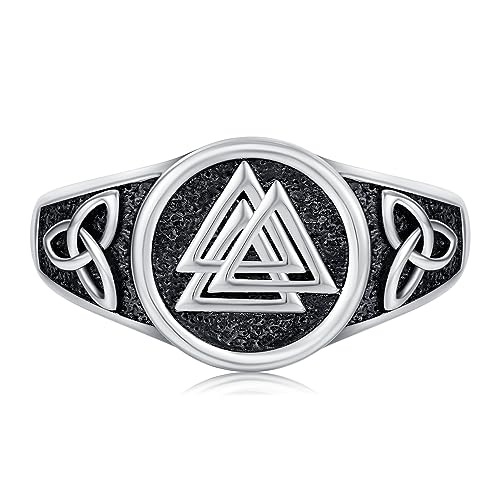 Wikinger Valknut Ringe 925 Sterling Silber Verstellbare Ringe mit Dreifacher Valknut Keltische Wikinger Ring Herren Rune Amulett Schmuck Mythologie Geschenke für Männer von CHENGHONG