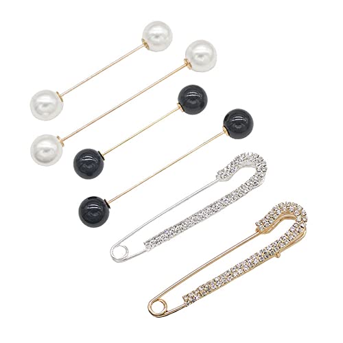 6 Stück Sicherheitsnadel Brosche Clips,Damen Perlen Brosche, Nadel Pullover Schal Clips Für Frauen- und Kinderkleidung von CHENGYOUOUM