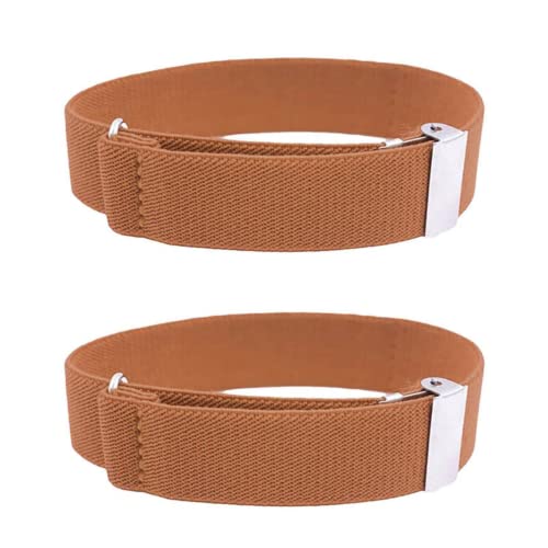 CHENGZI 1 Paar elastische verstellbare Herren-Armbänder, Ärmel, Strumpfband, Ärmelhalter, Breite 2,4 cm, braun, Einheitsgröße von CHENGZI