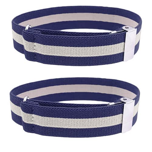 CHENGZI 1 Paar elastische verstellbare Armbänder für Herren, Armärmel, Hemd, Strumpfhalter, Breite 2,4 cm, Weiß/Blau, Einheitsgröße von CHENGZI