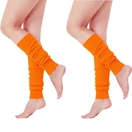 CHENGZI 2 Paar Damen Strick-Beinstulpen Winter Warm Lange Stiefel Socken für Partyzubehör, Orange, One size von CHENGZI