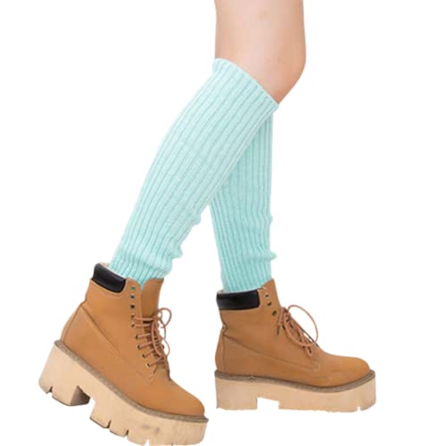 CHENGZI 2 Paar gestrickte Beinstulpen für Damen, Winter, warme lange Stiefelsocken für Partyzubehör, blau, One size von CHENGZI