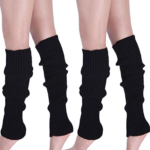 CHENGZI 2 Paar Damen Strick-Beinstulpen Winter Warm Lange Stiefel Socken für Partyzubehör, Schwarz , One size von CHENGZI