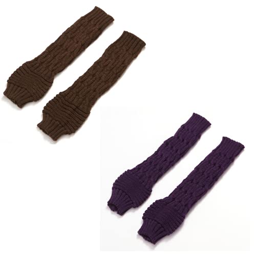 CHENGZI 2 Paar gestrickte Armabdeckungen Herbst Winter Mode warme Finger Handgelenk Armstulpen Strick Fäustlinge Outdoor Reiten Arm Zubehör, B, One size von CHENGZI