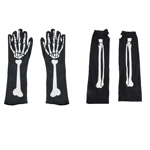 CHENGZI 2-teilige Skelett Handschuhe für Erwachsene Halloween Tanz Kostüm Party von CHENGZI