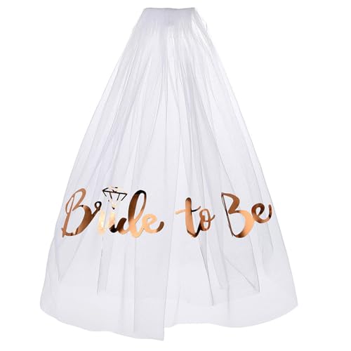 CHENGZI Braut zu sein Thematische Brautparty Schleier (White-Rose, Extra breit) von CHENGZI