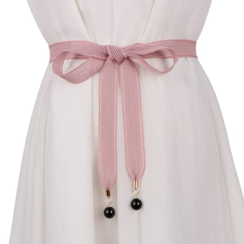 CHENGZI Modischer Damengürtel, Taillenkette, Seil, geflochten, lässig, dünner Gürtel für Damenkleid, B-Rosa, Belt Width : 1 cm , Belt length : 150 cm von CHENGZI