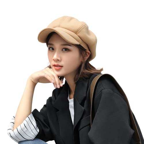 CHENGZI Damen Visier Barett Newsboy Hut Cap für Damen, khaki, One size von CHENGZI