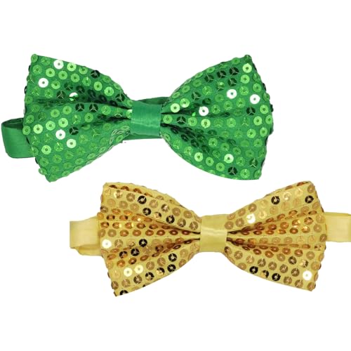 CHENGZI Einfarbige Pailletten Fliege - Reflektierend Mit Perlen Inlay für Party, Performance Und Zubehör (GRÜN+GOLD) von CHENGZI