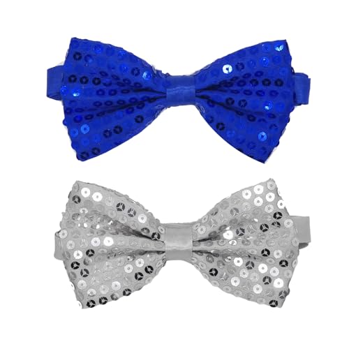 CHENGZI Einfarbige Pailletten Reflektierende Fliege - Party Zubehör Mit Perlen Inlay für Performance (SILBER+BLUE) von CHENGZI