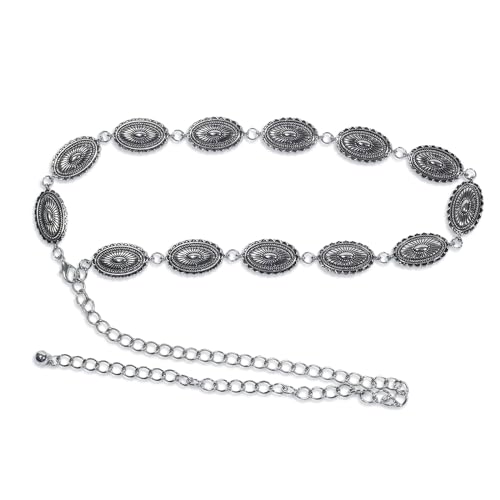 CHENGZI Geschnitzte Metall Taille Kette ethnischen Stil Gürtel Retro Gürtel Zubehör Frauen Rock Gürtel Y2K würziges Mädchen (Diamond) von CHENGZI