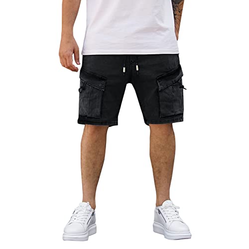 CHENGZI Herren Jeans Shorts mit Taschen aus Baumwolle Stretch Denim Kurze Hose Washed Destroyed Regular Fit Short Men Pants Freizeithose fur Männer von CHENGZI