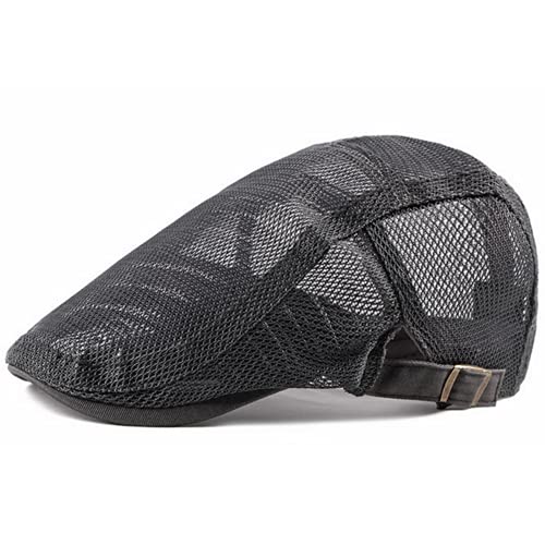 CHENGZI Herren Sommer Casual Cap Hollow Mesh Baskenmütze Schirmmütze Schiebermütze, grau, One size von CHENGZI