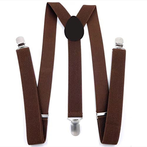 CHENGZI Kajeer Hosenträger-Set für Kinder, verstellbare elastische Hosenträger mit Fliege für Jungen und Mädchen, coffee, One size von CHENGZI